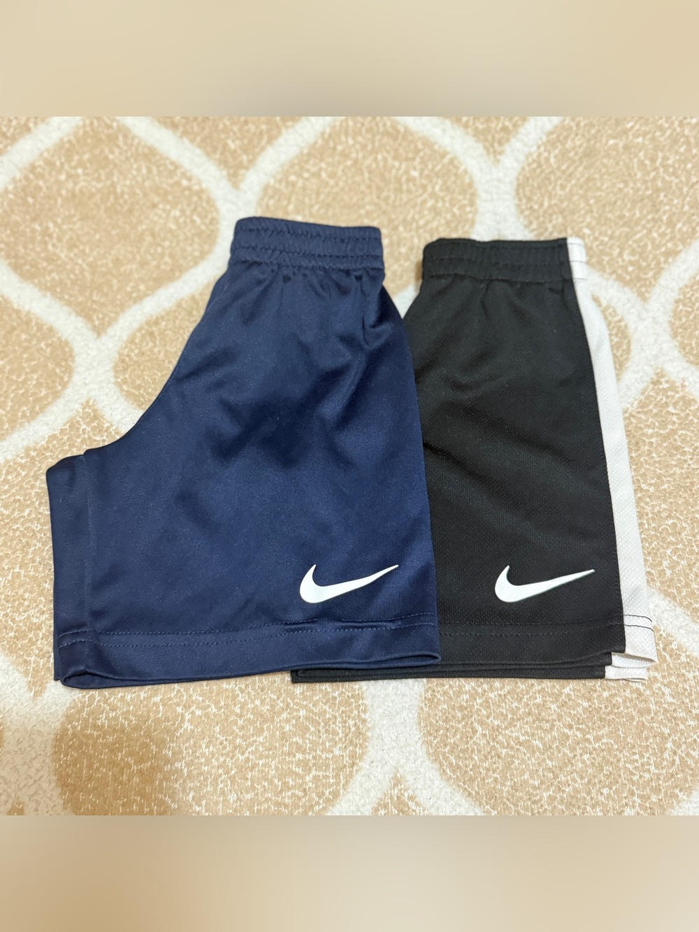 Nike Navy Blue Kids Athletic Shorts with White Swoosh